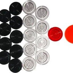 Crystal Carrom Pawn (9 Silver, 10 Black, 1 Red) with Orange Striker Carrom Pawns-image-16