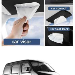 Black Car Tissue Napkin Holder for Sun Visor and Backseat – Universal Fit R9 Vehicle Tissue Dispenser-image-90