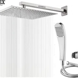 ANMEX Heavy SS304 HighPressure ShowerHead & BRASS Nut Shower Arm 8X8+24INCH ARM)-31
