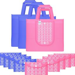 Pack of 12 Smile Foldable Grocery/Shopping Bags For Women | Dark Blue & Pink Pack of 12 Grocery Bags-18