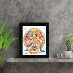 Panchmukhi Hanuman Framed wall Painting with Table Top 1907TT(BK)-WITH GLASS Digital Reprint 8 inch x 6 inch Painting-46