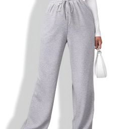 Straight Fit Plain Dori Flare Trouser Women Pyjama-image-57