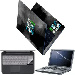 Techfit Full Body Laptop Skin with Screen Guard and Key Guard - Positivity Black Smoke Combo Set-picture-2