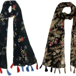 Printed Chiffon Women Multicolor Scarf, Stole, Fancy Scarf-image-99