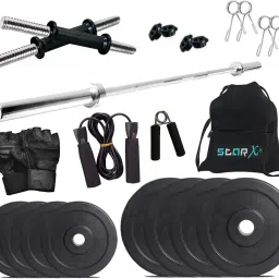 12 kg Pure Rubber weight Plates with 5ft Straight Rod and Accessories Home Gym Combo-image-46