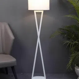 shoppeefry Hamptons White Metal Shade Club Floor Lamp With Metal Base-picture-9