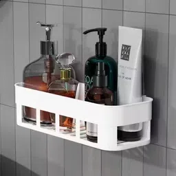 m y 1 Pcs Bathroom Storage Rack Shelf With Self Adhesive Sticker Plastic Wall Shelf-picture-5
