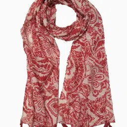 Printed Polyester Women Maroon Stole-image-14