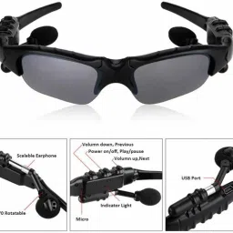 Alchiko Best Superior Sound Quality Powerful Foldable Adjustable Polarized Lenses Sunglass With Rechargeable Battery Noise-Cancelling Features Built-in Microphone Connects With All Smartphones image 4