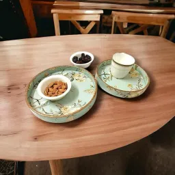 Aqua Blue Round Tray Tray Serving Set-15