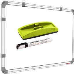 Non Magnetic 1x1.5 Ft, Both Side Writing Chalk & Whiteboard + 1 Marker & 1 Duster For Office Whiteboards-14