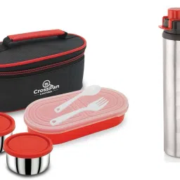 DoubleDecker Stainless Steel Lunch Box / Tiffin Box with 750 ml SS Water Bottle 3 Containers Lunch Box-image-40