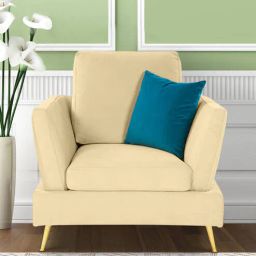 casacraft from pepperfry Trento Fabric 1 Seater Sofa in Cream Colour-picture-46