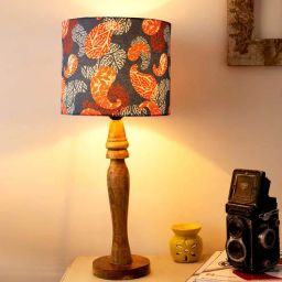 Colorful Ambee Multicolor Canvas Shade Table Lamp with Brown Base by Green Girgit-picture-17