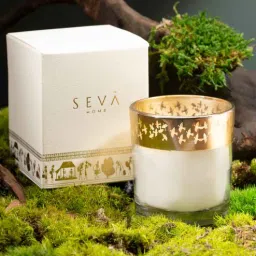 seva home Enchante Candle -Saffron Silk Soy Wax Gifting candle (25 Hour Burn)-picture-46