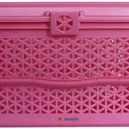 Plastic Plastic Multipurpose Trendy Shopping Big Basket with Lid (Pink) Storage Basket-38