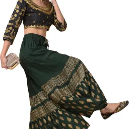 Women Regular Fit Green Viscose Rayon Trousers-image-69