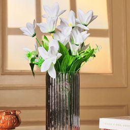 BS AMOR White & Green Lilly Artificial Flowers With Vase-52