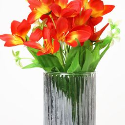 BS AMOR Red & Transparent Lily Artificial Flowers With Vase image 5