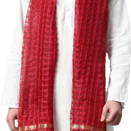 Silk Blend Checkered Maroon Men Dupatta-27