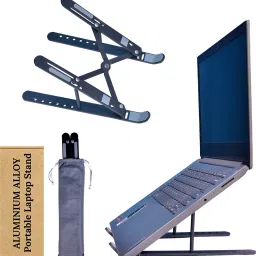 VICHARAN Laptop Stand/Laptop Holder Riser/Computer Tablet Stand 6 Angles Adjustable Aluminum Ergonomic Foldable Portable Desktop Holder Compatible with MacBook All Other Laptops Laptop Stand Foldable Height Adjustable Metal Frame Laptop Stand, Ergonomic, OverHeating Protection Laptop Cooling Pad, Laptop, Tablet Stand for All Laptops Laptop Stand Laptop Stand-6