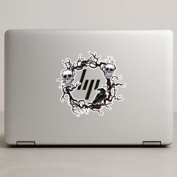STIXY Skull Raven Logo Sticker – Water-Resistant Vinyl | Gothic Circle Cutout Design Glossy Vinyl Laptop Skin Compatible for 15 inch-image-83
