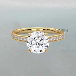 Solitaire Round Moissanite Ring Silver Ring-image-65