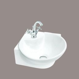 Ceramic Wall Mount Wash Basin for Bathroom & Living Room (14x14 inch) Corner Basin-image-29