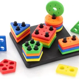 Geometric Shape Sorter Stacking Learning Toy for Kids - Plastic (Multicolor)-image-6