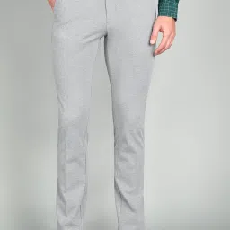 Men Slim Fit Grey Polyester Trousers-image-79