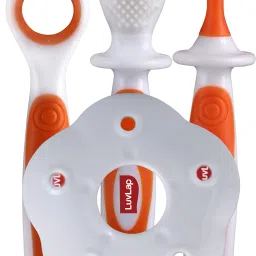 Baby Training Toothbrush Set with Anti Choking Shield, Teeth Tongue Cleaner, Baby Oral Hygiene, 3 pcs, (White/Orange)-image-39