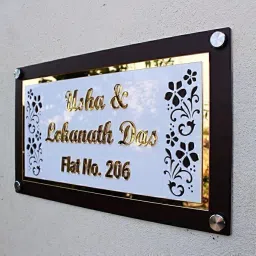 Plastic glossy white Acrylic Home Name Plate-10