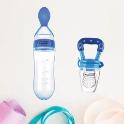 Silicone Baby Food Feeding Bottle with Spoon and Food Feeder BPA Free - 240 ml-image-4