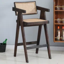 bohemiana from pepperfry Byron Solid Wood Bar Chair In Sandblasted Walnut Finish-picture-24