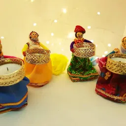 Rajasthani Handmade Puppet Style Tealight Candle Holder/ Tealight Holder/Candle Holder for Home/Office/Garden Decor Diwali| Christmas| Dussehra| New Year Set of 4 Candle Free (4 Pcs Puppet) Candle-image-23
