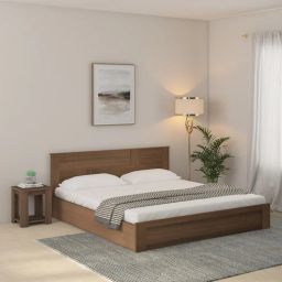 mintwud from pepperfry Subaru King Size Bed in Walnut Bronze Finish with Box Storage + One Bedside Table-picture-30