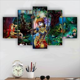 Krishna ji Religious UV Textured for Home decorative Digital Reprint 18 inch x 30 inch Painting-13