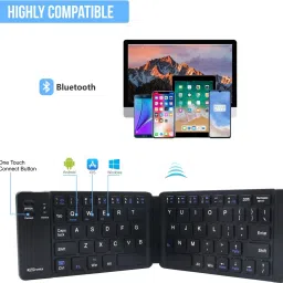 Portronics POR-973 Chicklet Foldable QWERTY Keyboard, Mini Pocket Sized, Rechargeable Wireless Handheld Multi-device Keyboard Compatible with Desktop, Laptop, Tablet, iPad, Mac One Touch Connect Button, for iOS, Android and Windows Tabs, Smartphones image 3
