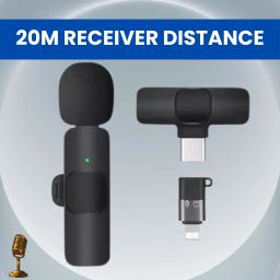 K8 Wireless Microphone Recording Clip Mic with Receiver for Vlogging/YoutubeR398 Microphone-image-69