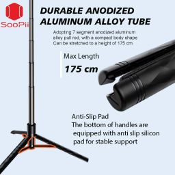 Soopii 69 inch Long Selfie Stick with 360° Rotating Tripod Stand, Aluminum MultiFunctional Bluetooth Tripod stand for smartphone, GoPro, Action Cameras, Perfect for Vlogging, Travel & Video Bluetooth Selfie Stick image 4