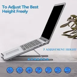 Fascia 7 Angles Adjustable Foldable Compatible All Other Notebook Silver Floor and Desk Stand Rotatable Laptop Stand with Adjustable Height Compatible with Universal Laptops image 4