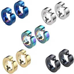 Mens Jewellery Valentine Multi stud Bali earrings for men/ Ear rings Combo For Men / Gents / Boys / unisex Non-Piercing Ear mens jewellery Cubic Zirconia Copper, Brass Clip-on Earring, Earring Set, Magnetic Earring, Hoop Earring-image-5