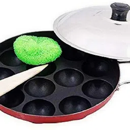 masox store Appe/Aapee Ka Sacha/Panniyaram Kadai/Appam Pan/Kadai/Ponganal Maker/Idali Maker Paniarakkal with Lid 0.125 L capacity 23 cm diameter-picture-16