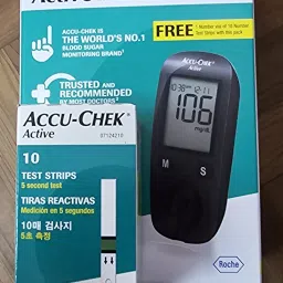 accu-chek ACTIVE BLOOD GLUCOMETER WITH 10 STRIPS Glucometer image 4