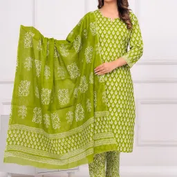 Women Pure Cotton Kurti Pant Dupatta Set-image-9