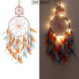 duli Dream Catcher with Lights Wall Hanging for Festive Decor & Diwali Gifting Feather Dream Catcher-picture-18