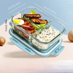 Microwave Oven Safe 3-Compartment Glass lunch box 1 Containers Lunch Box-image-60