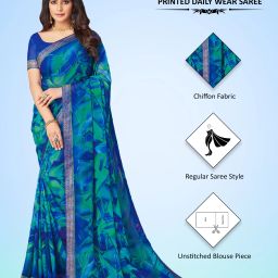 Geometric Print, Printed, Embellished Bollywood Georgette, Chiffon Saree-3