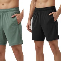 blacktail Pack of 2 Solid Men Green, Black Casual Shorts, Beach Shorts, Gym Shorts, Sports Shorts-picture-10