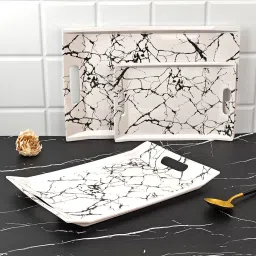 upc U.P.C. Melamine Multicolor Serving Tray, Set of 3 (Small, Medium and Large Size) Black Series Tray Tray image 2